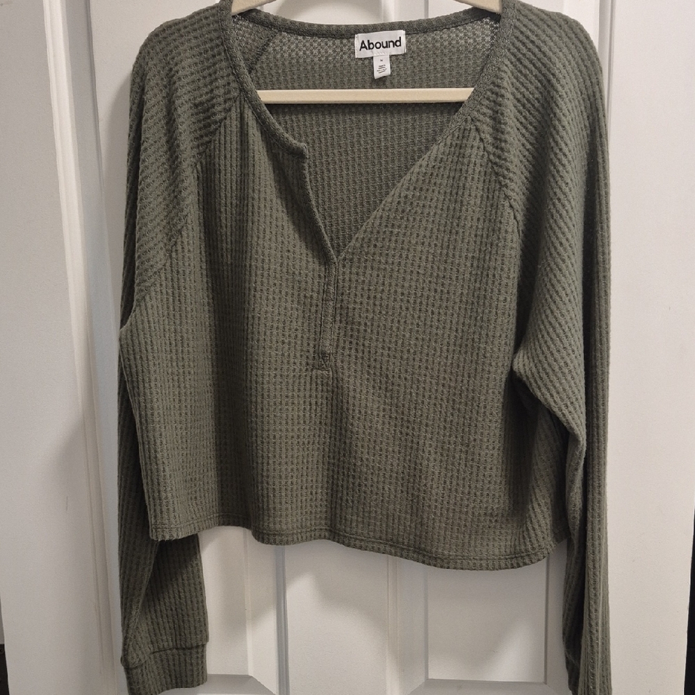 Abound Olive Green Waffle Knit Women's Top
